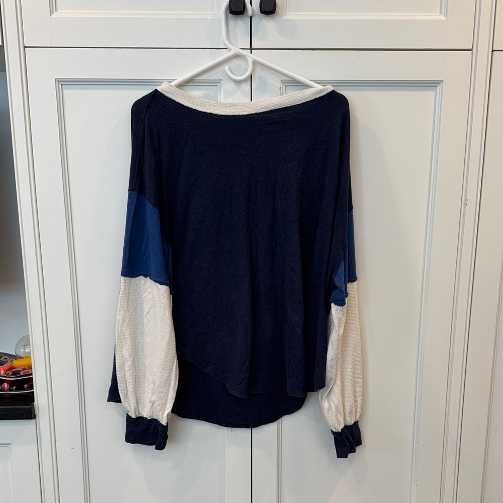 FREE PEOPLE navy and White Women's Top